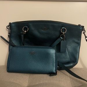 Coach teal bag with matching wallet!